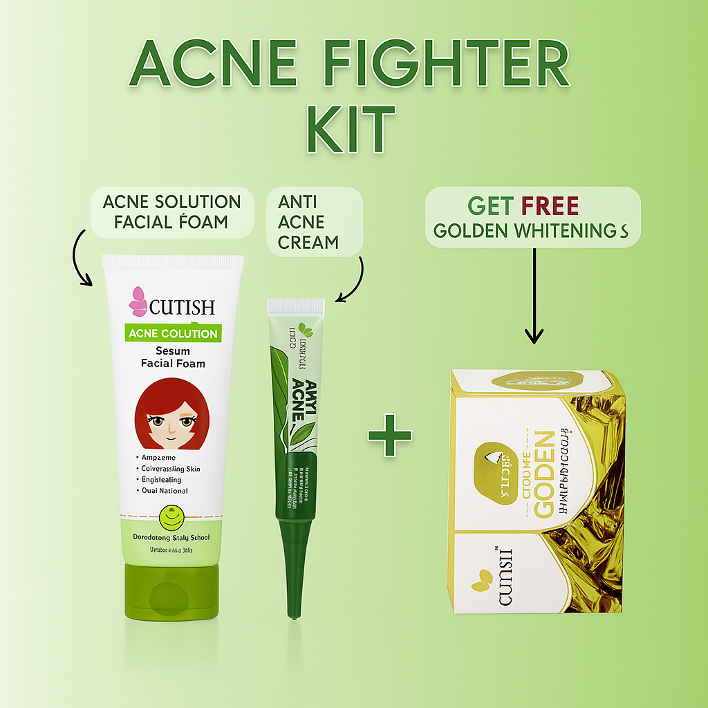 Acne Fighter Kit , 1 x Acne Face Wash , 1 x Acne Cream , 1 x Gold Soap Free