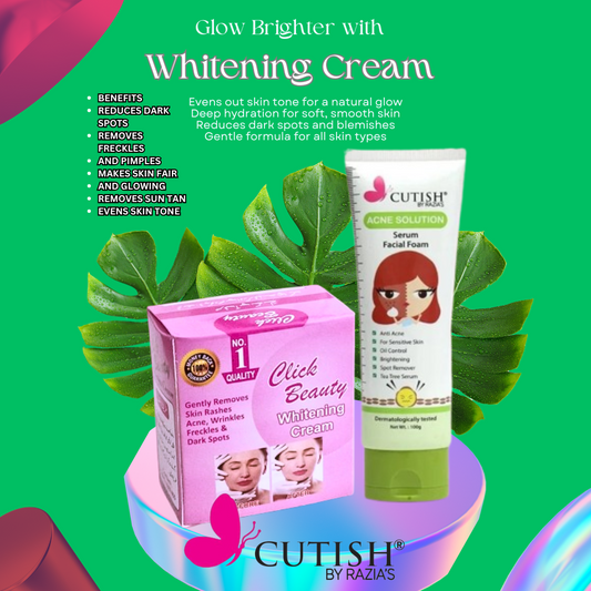 Night Whitening Cream & Acne Solution Serum Facial Foam Deal 8