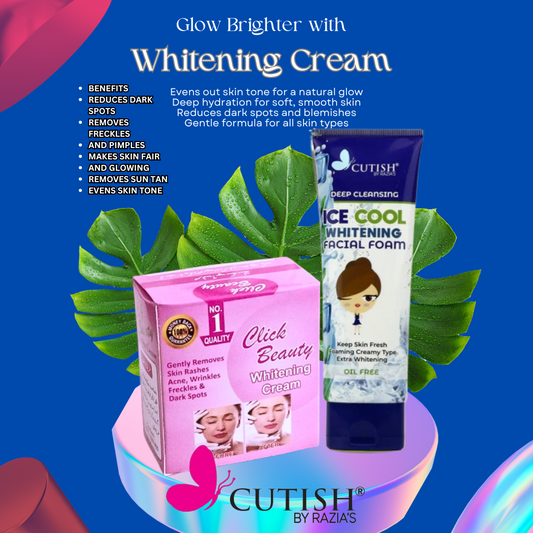 NIGHT WHITENING CREAM & Ice cool Deep Cleansing Facial Foam Face Wash DEAL 7