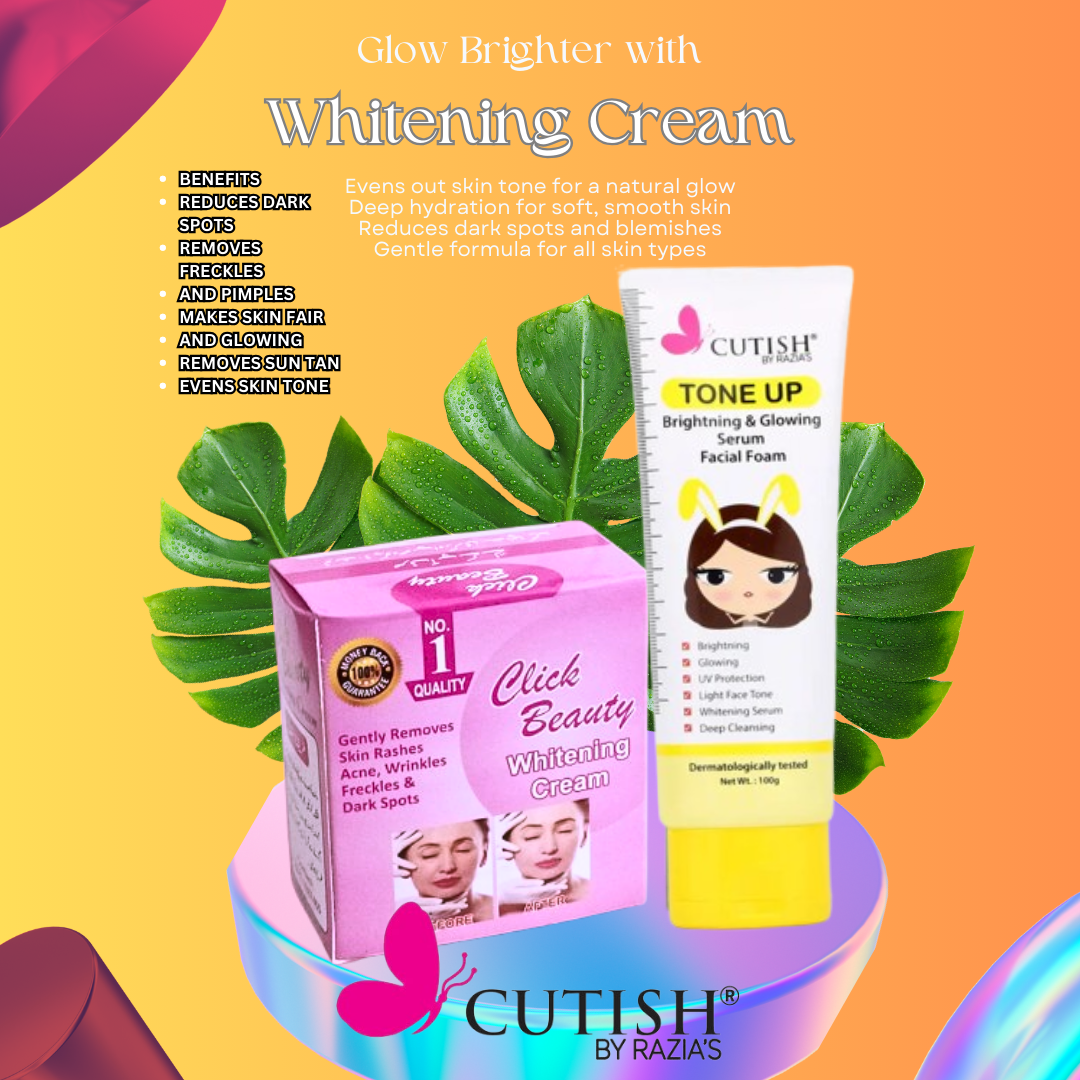 NIGHT WHITENING CREAM & Tone Up Bright & Glowing Serum Facial Foam DEAL 5