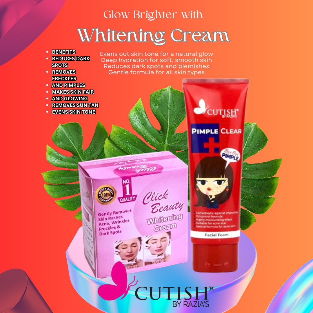 NIGHT WHITENING CREAM & Cutish Pimple Clear Facial Foam Bye Bye Pimple DEAL 4