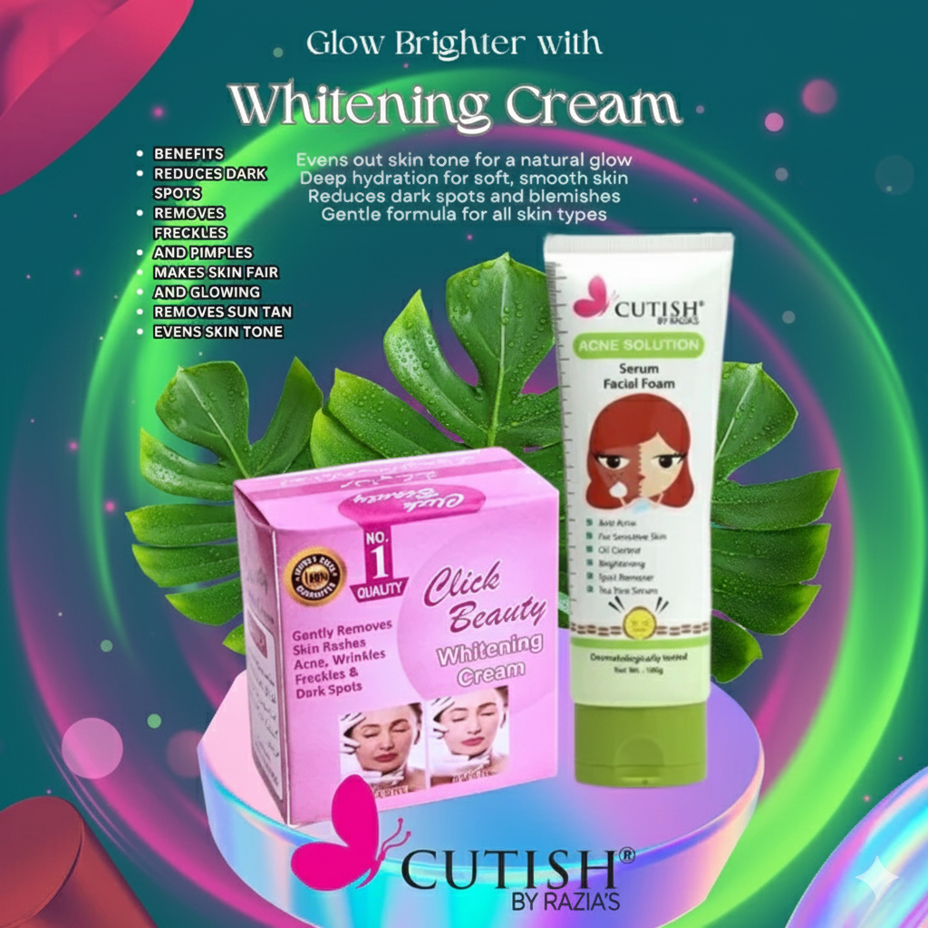 Night Whitening Cream & Acne Solution Serum Facial Foam Deal 8