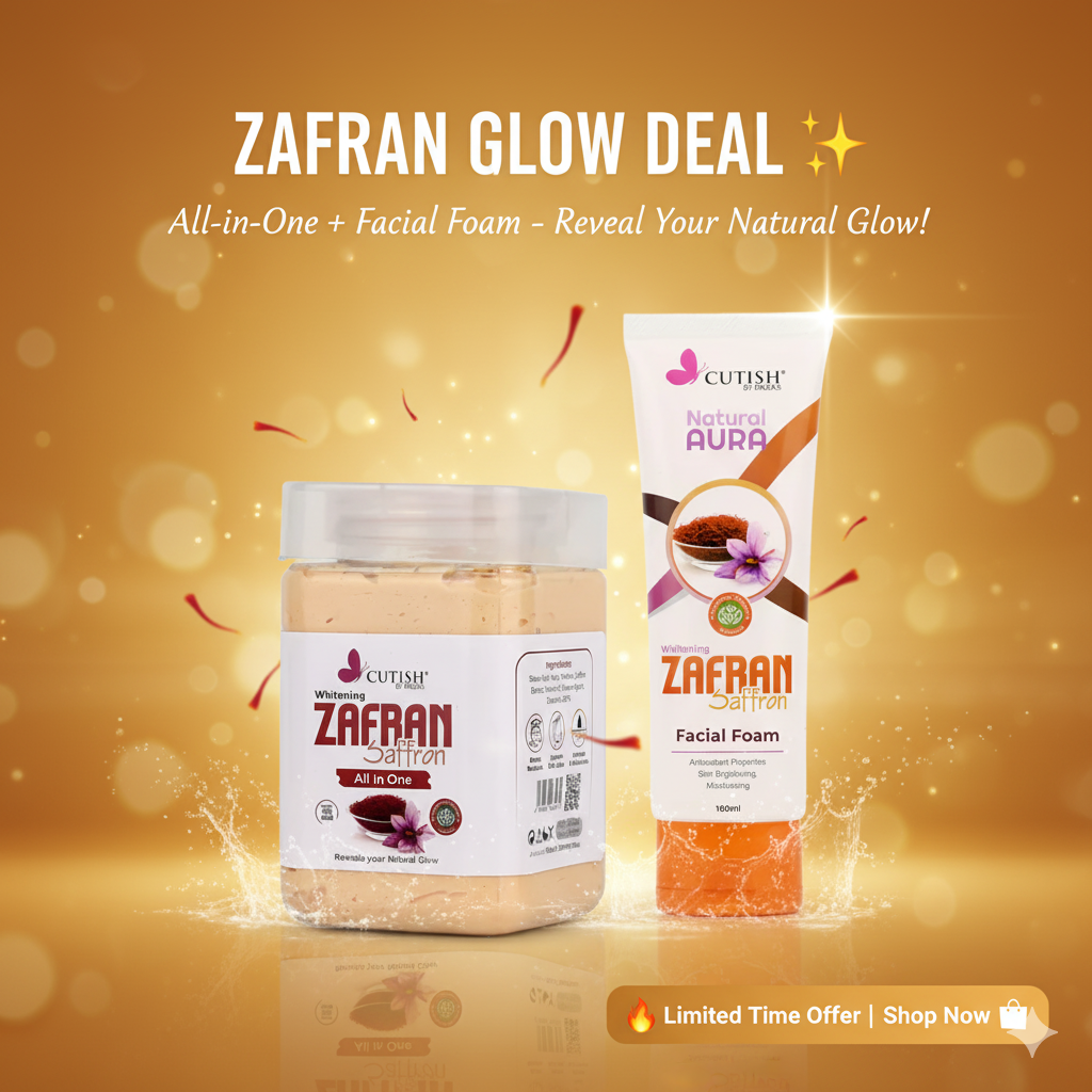 Cutish Whitening Zafran All In One Facial & Zafran Facial foam Deal