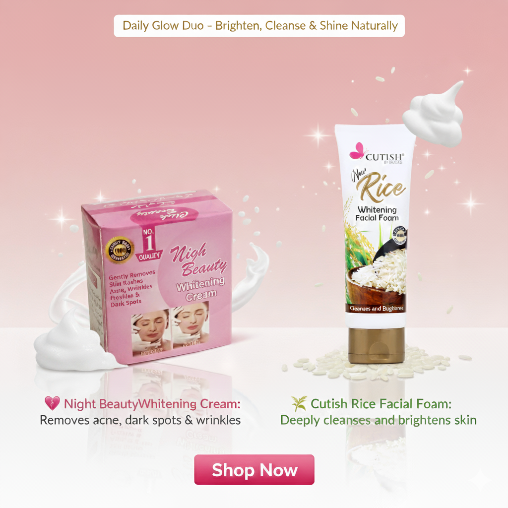 Night Whitening Cream & Rice Whitening Facial Foam Deal 3