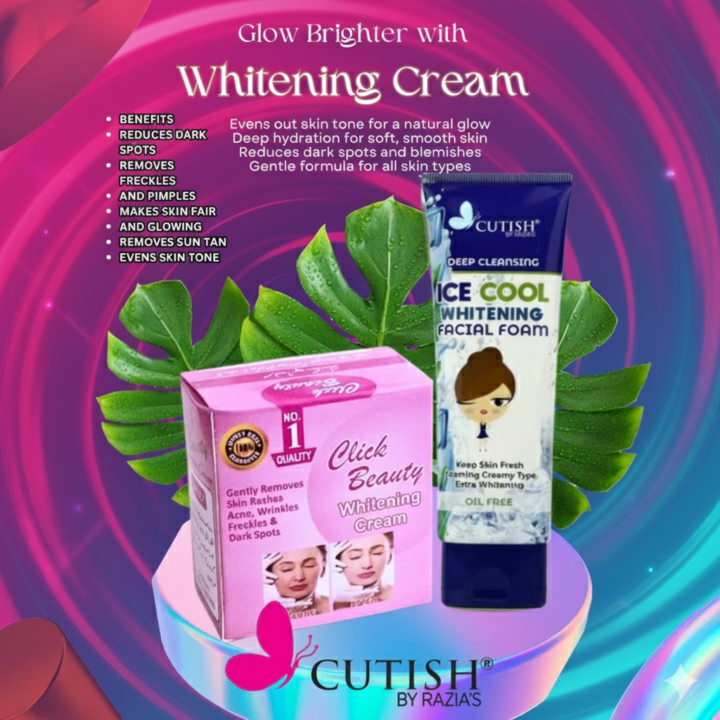 NIGHT WHITENING CREAM & Ice cool Deep Cleansing Facial Foam Face Wash DEAL 7