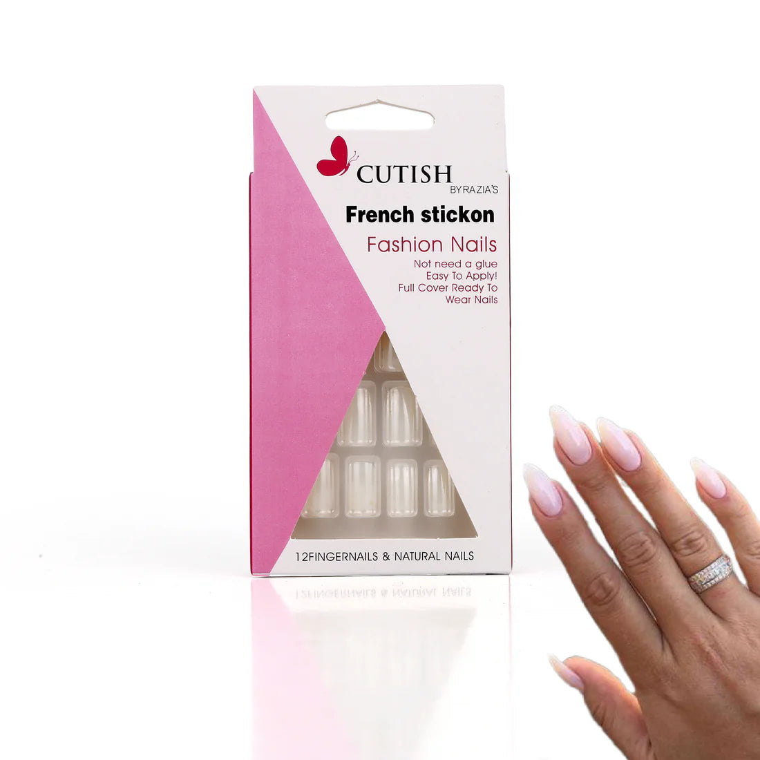 Milky White French Stick On Nails