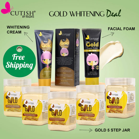 GOLD WHTENING 5IN1 FACIAL, GOLD FACIAL FOAM, GOLD WHITENING CREAM DEAL